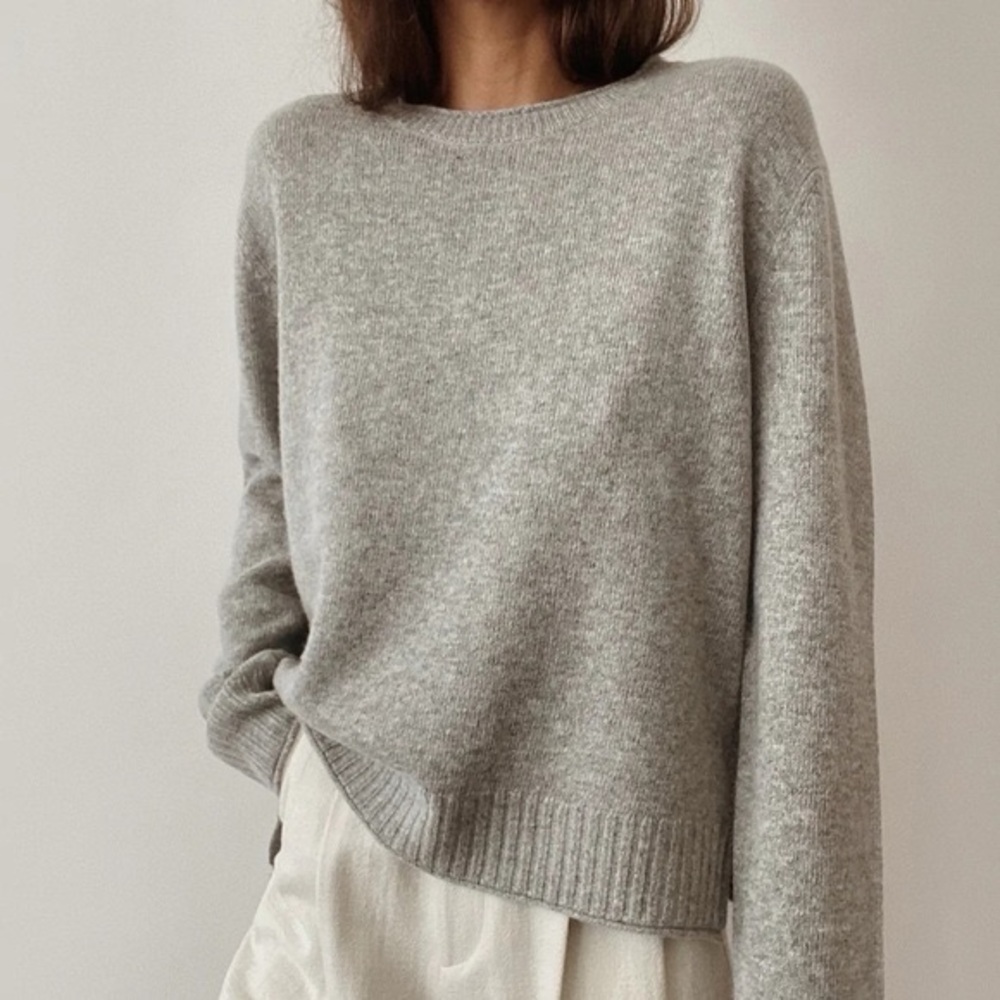 Jenni Kayne Everyday Sweater Light Gray Crew Neck Sweater